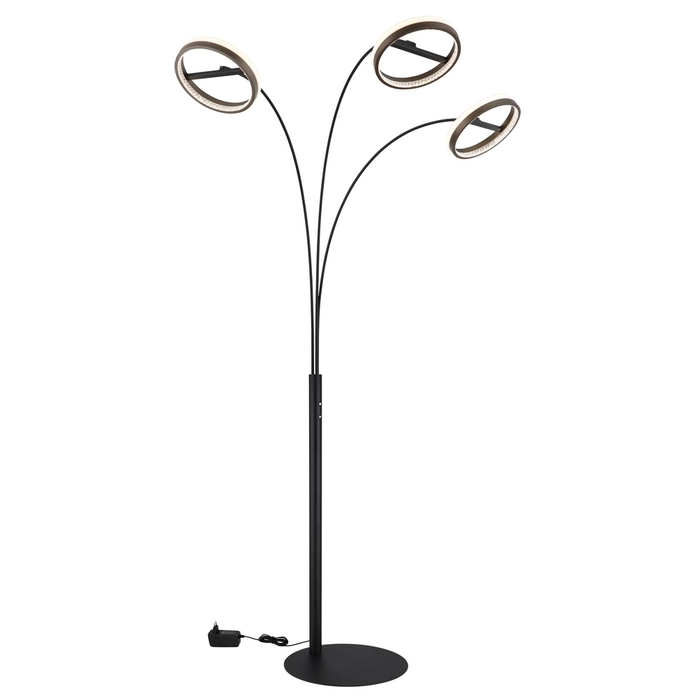 Design vloerlamp Della 3-lichts zwart Globo 9007371468744