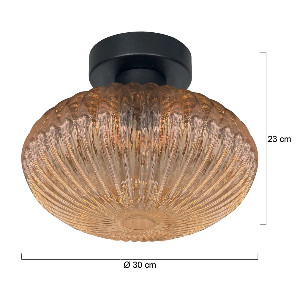 Plafondlamp Bloeba zwart met amber glas Steinhauer 8712746179170