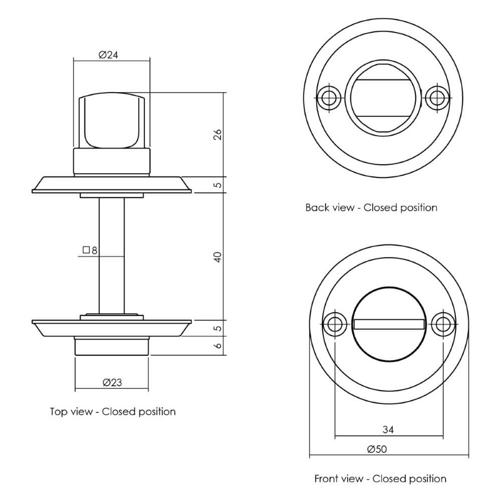 WC-sluiting Tira schroefgat messing getrommeld rond Intersteel 8714186113608