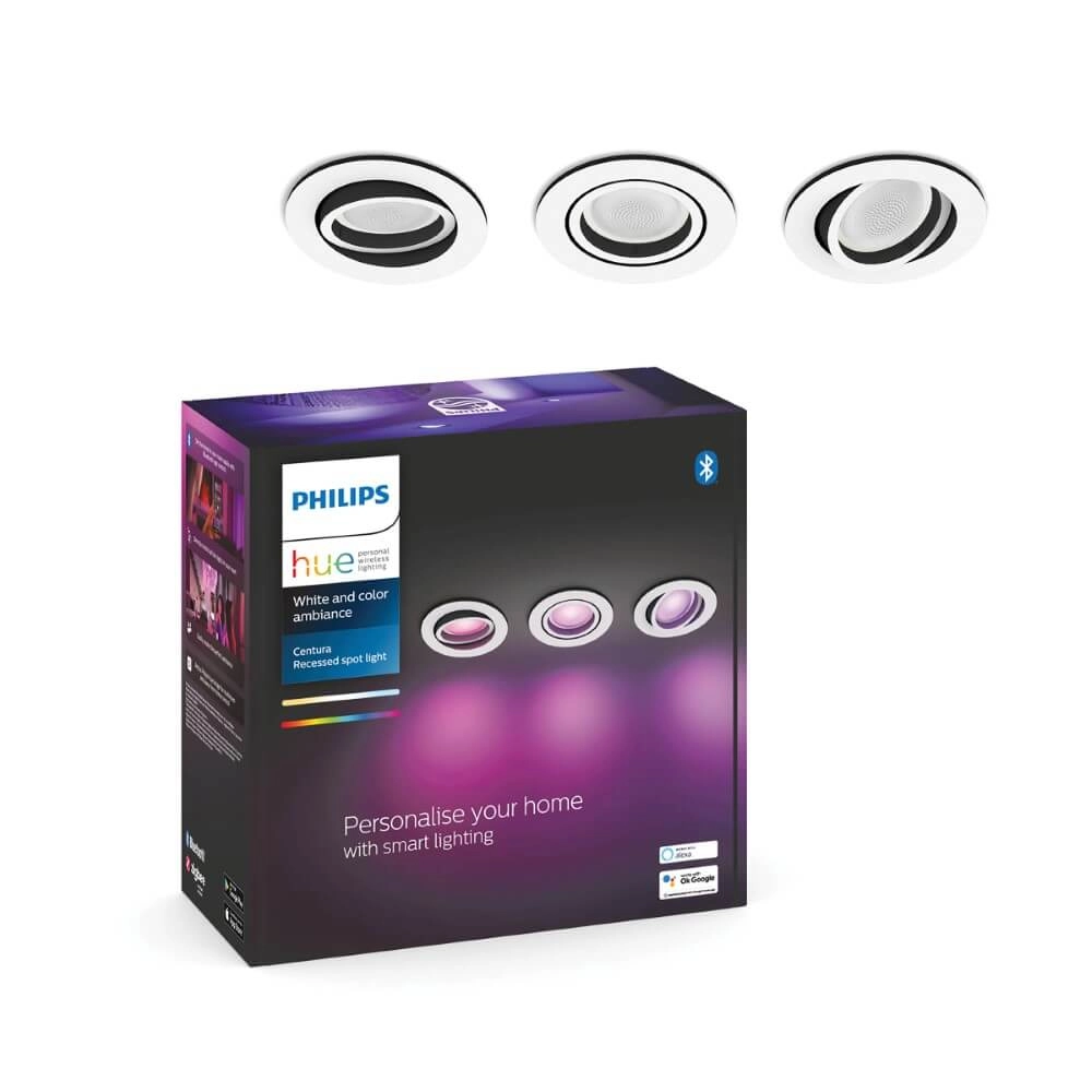 Inbouwspot Hue Centura - White and Color set van 3 wit Philips 8720169319097