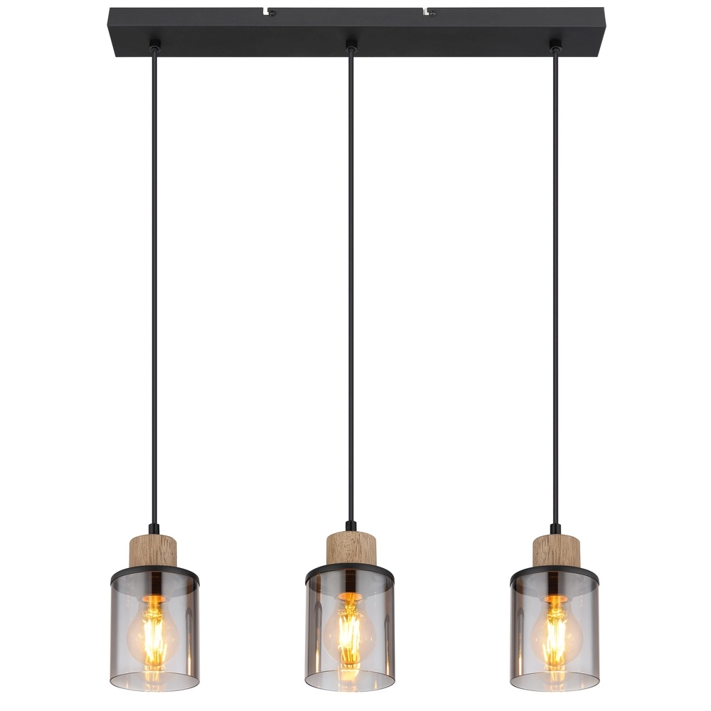 3-lichts hanglamp Reid recht zwart Globo 9007371444731