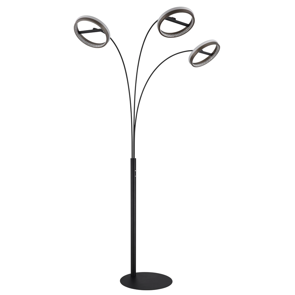 Design vloerlamp Della 3-lichts zwart Globo 9007371468744
