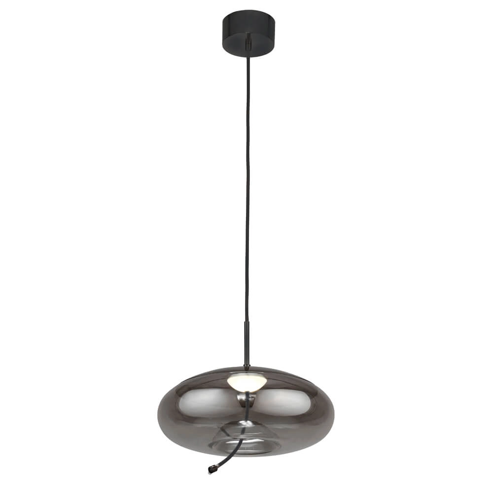 Hanglamp Glas Lisbon zwart met smoke rondglas