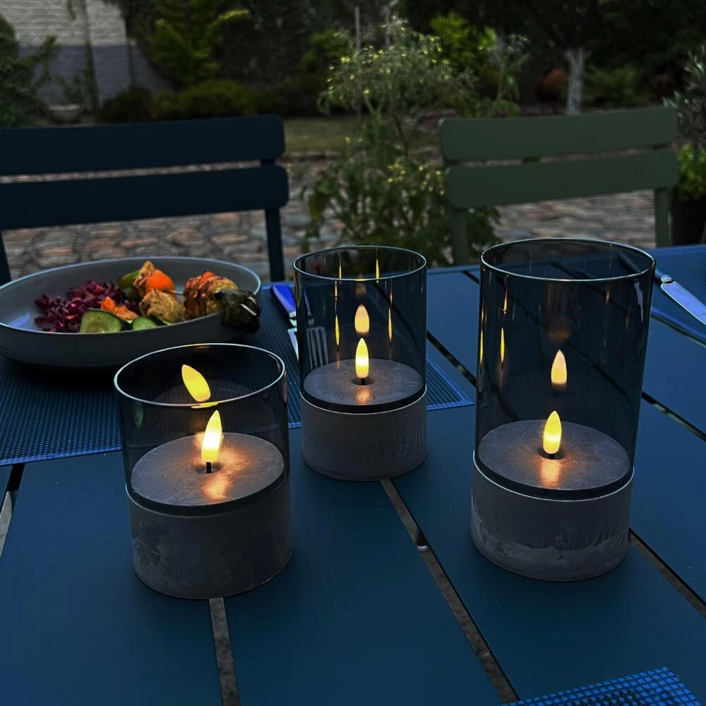 Set van 3 tafellampjes Bougie smoke glas Brilliant 4004353428326