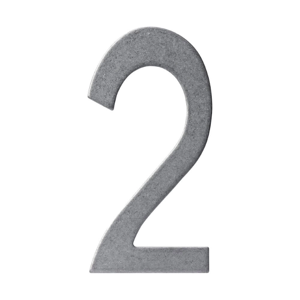 Huisnummer 2 Numbra 15cm RVS getrommeld