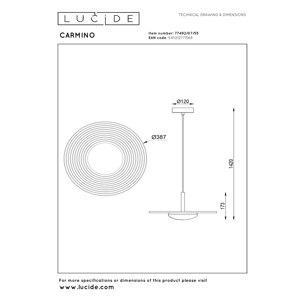Design hanglamp Carmino terracotta Lucide 5411212771568