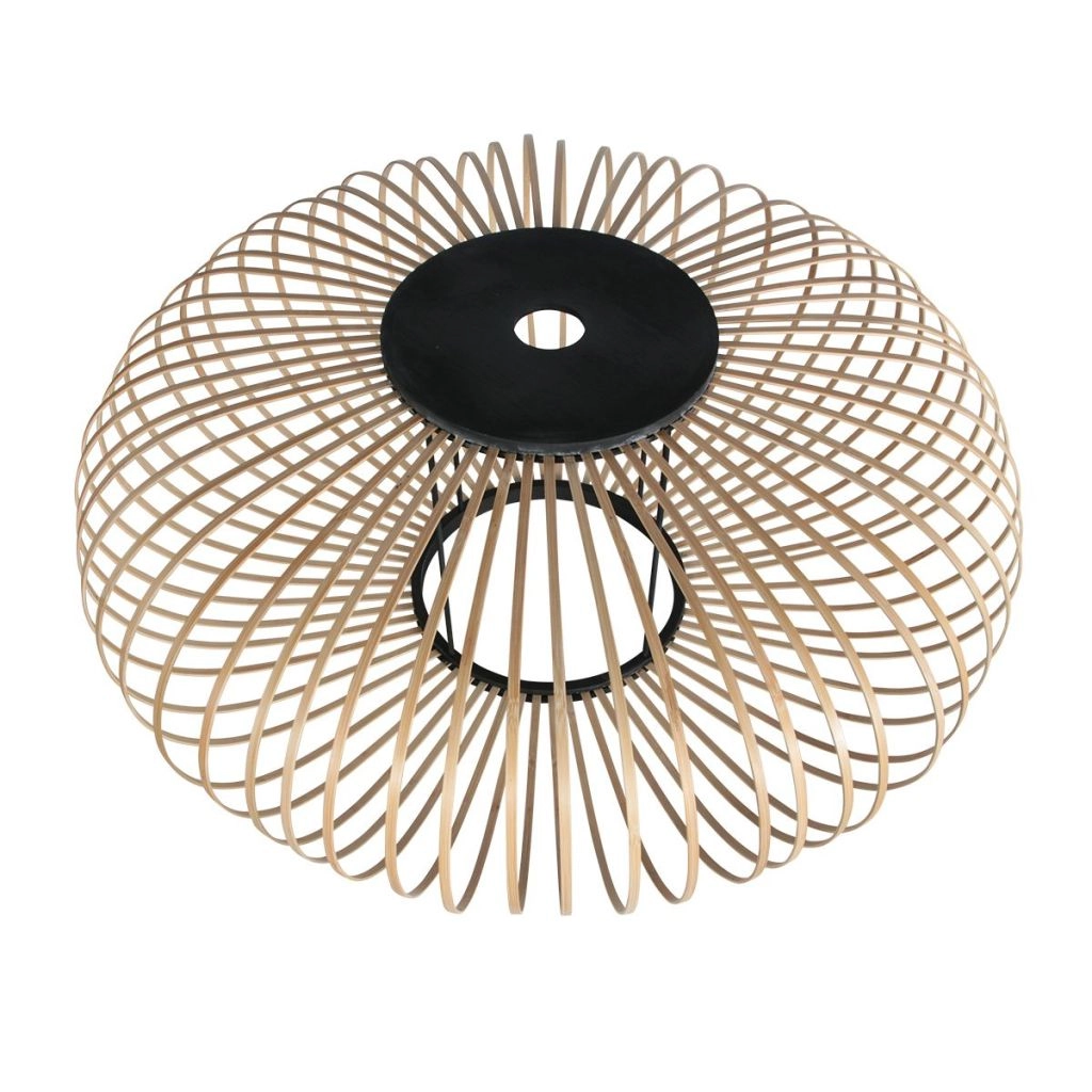 Zwarte wandlamp Sparkled Light met bamboe kap Ø60cm Steinhauer 8712746182026