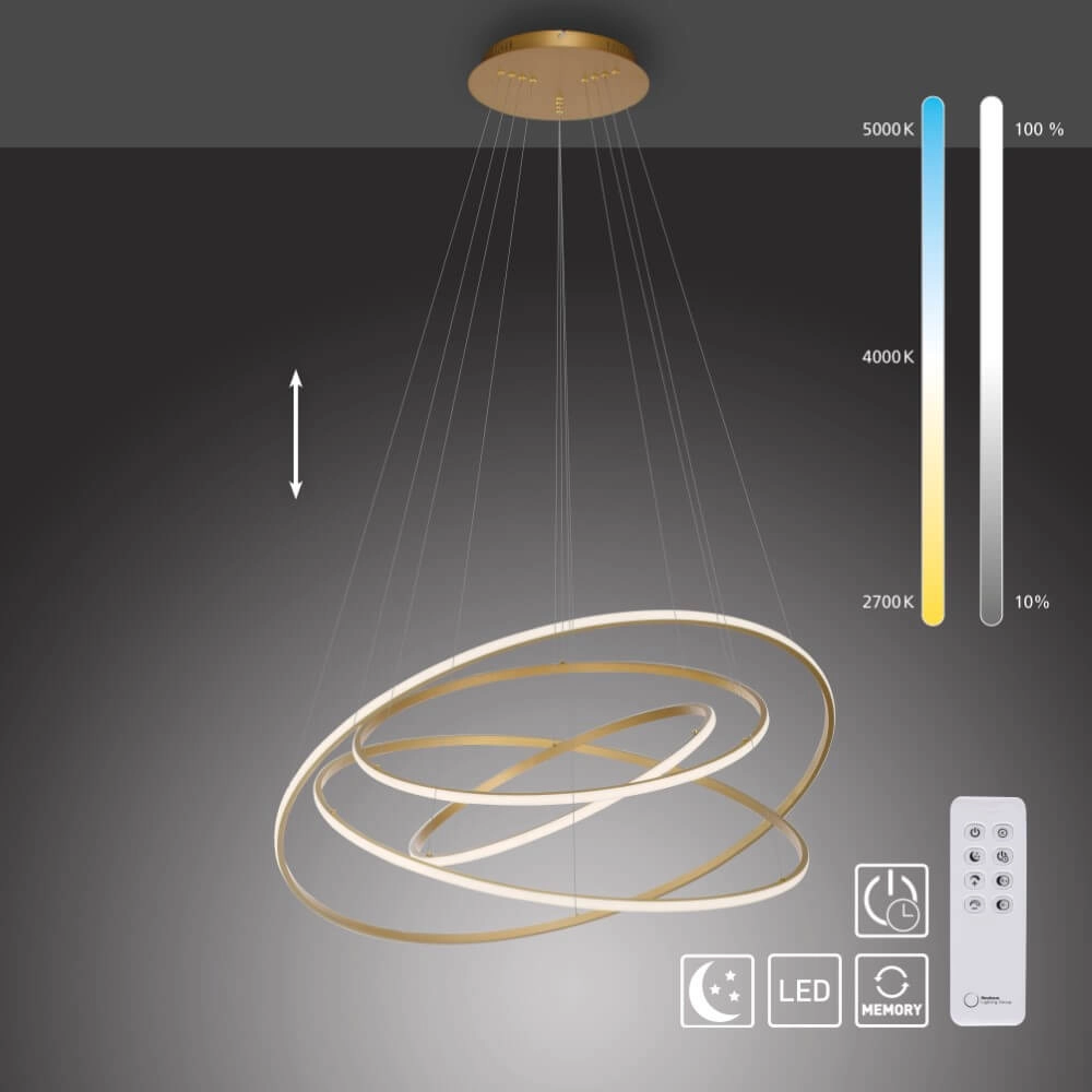 Moderne hanglamp Tessara messing Paul Neuhaus 4012248372661