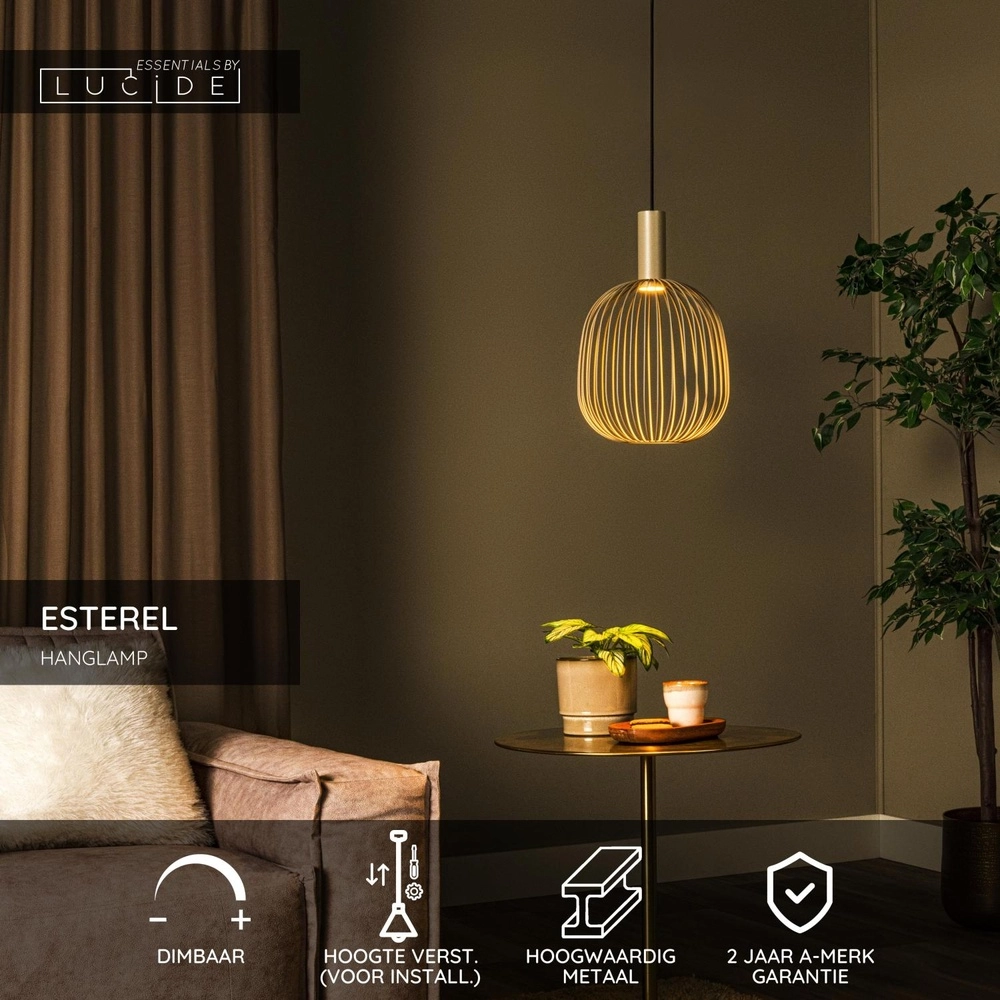 Hanglamp Ø 25cm Esterel zand bruin mini GU10 Lucide 5411212212313