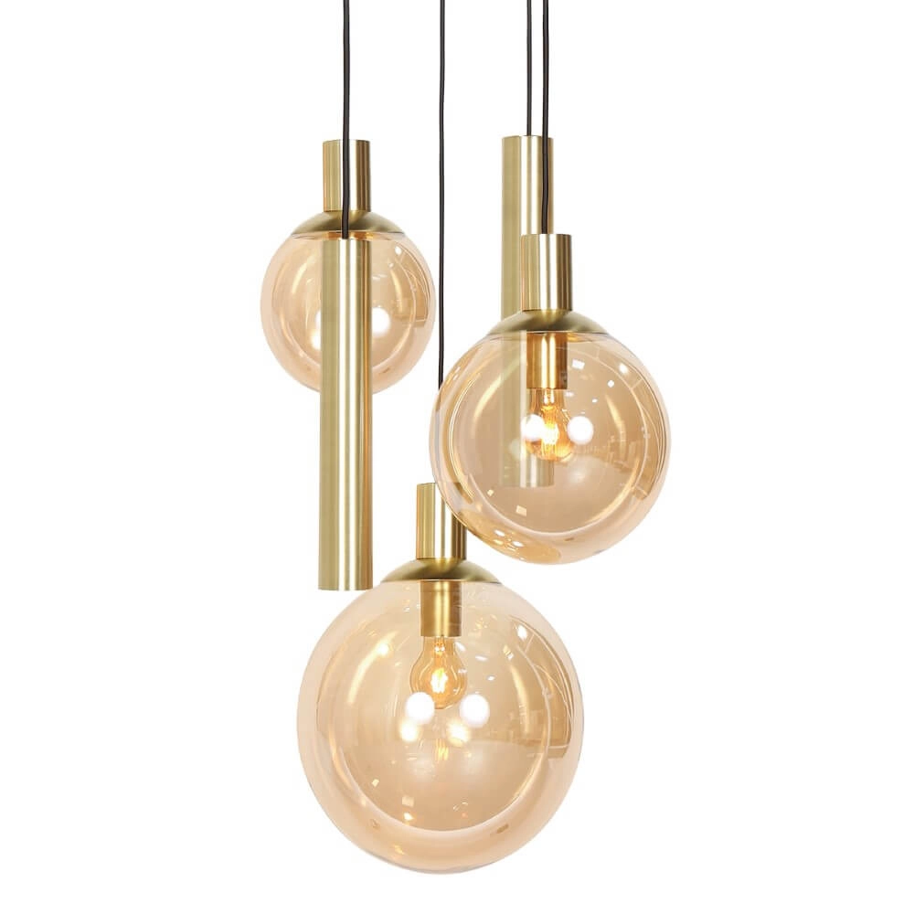 Vide hanglamp Bollique goud met amberglas Steinhauer 8712746173000
