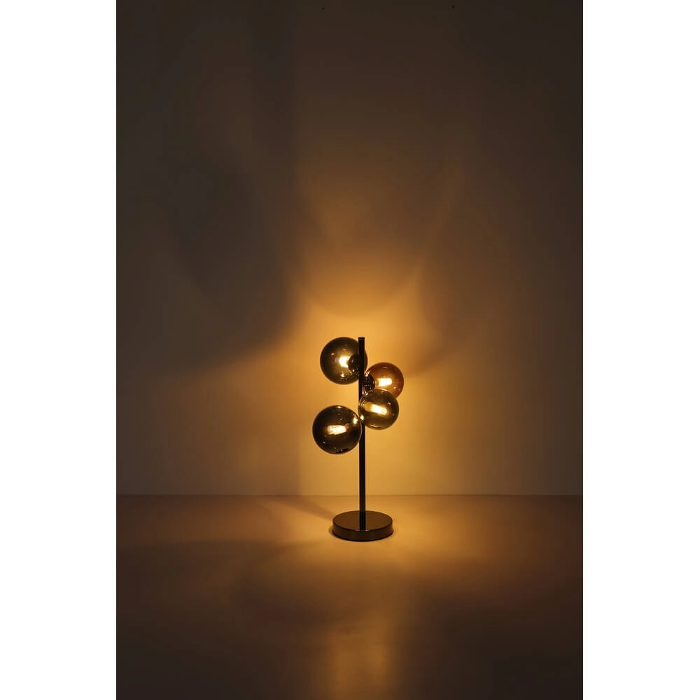 Zwarte tafellamp Riha gekleurd glas 4-lichts Globo 9007371456109