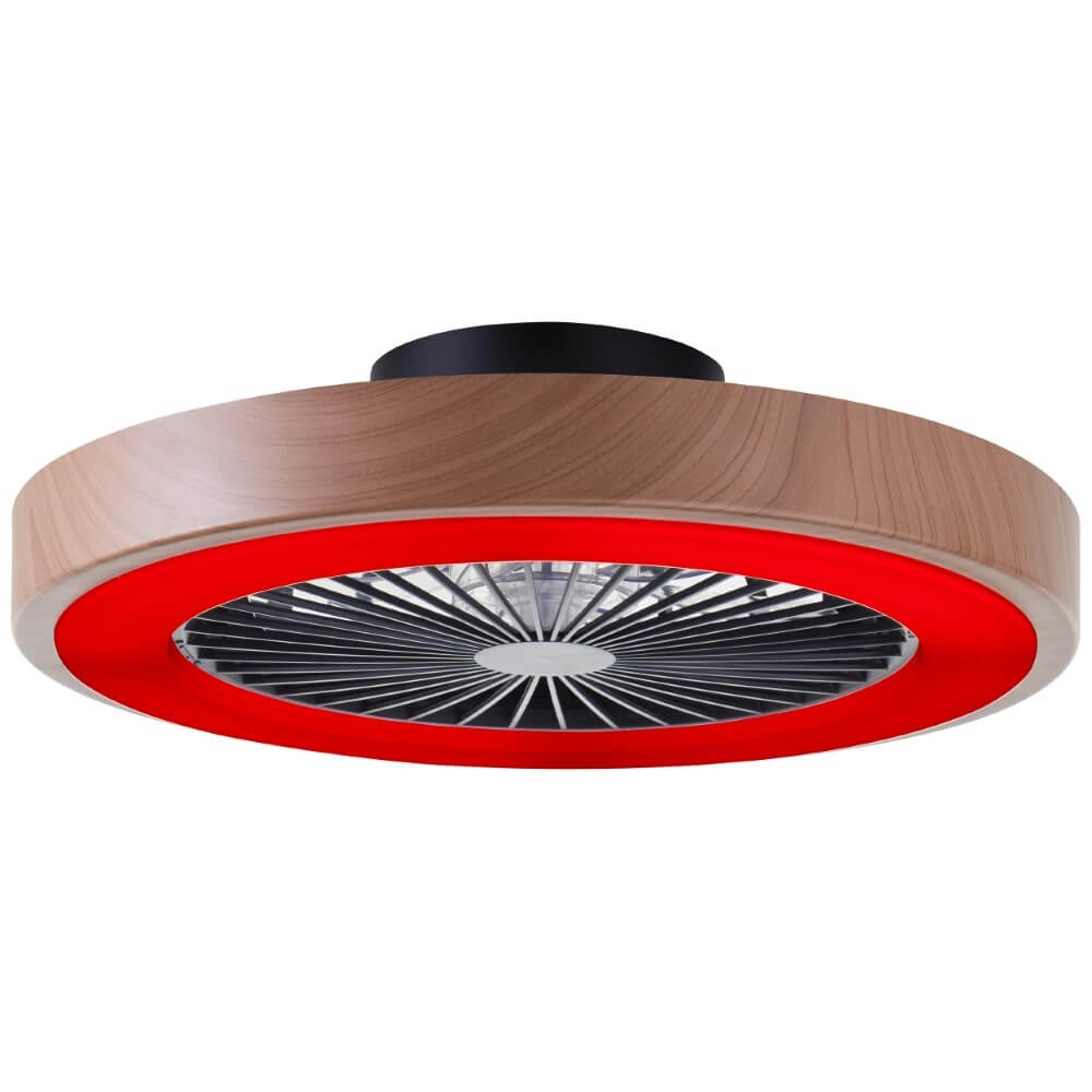 Zwarte ventilator Slimline met houten rand Brilliant 4004353435867