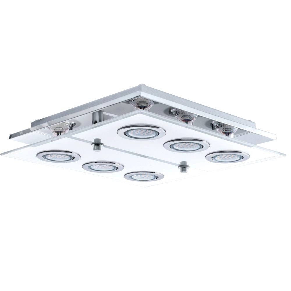 Led plafondlamp Cabo Square 6x3w - 3000K - 34cm chroom