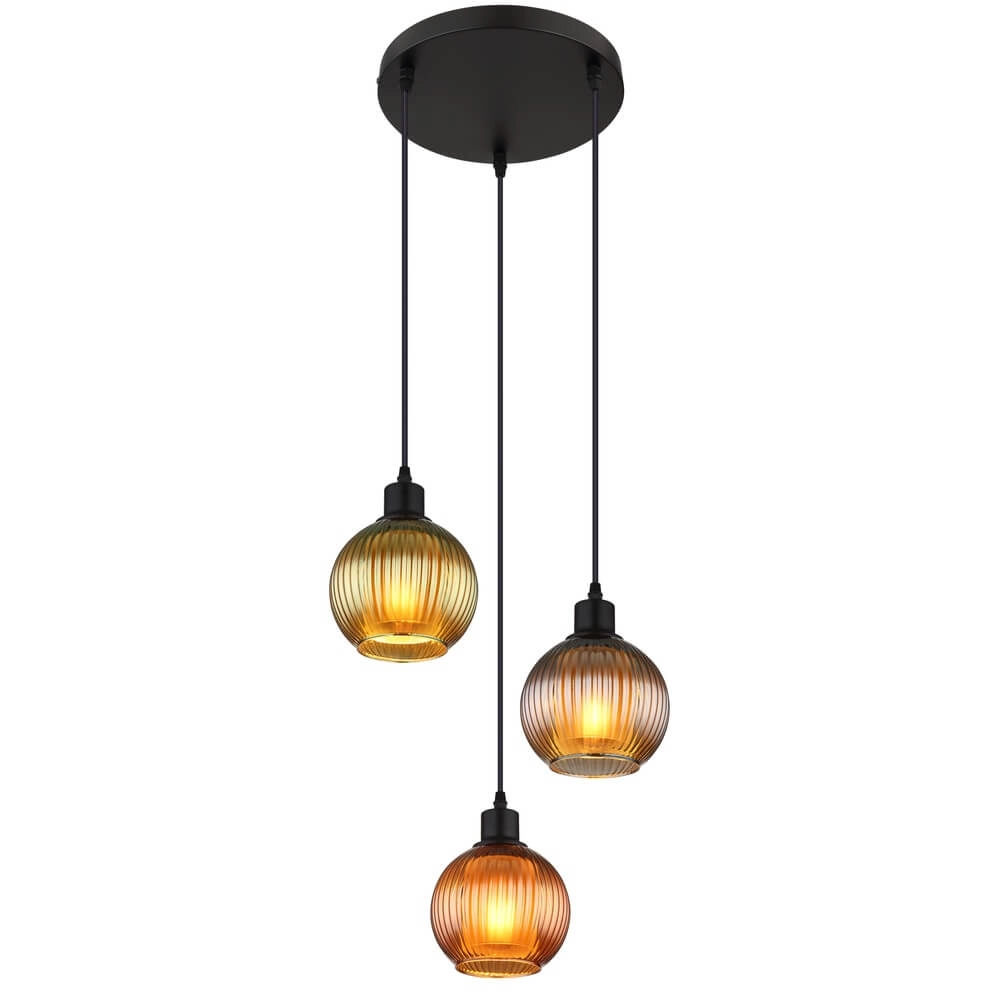 Ronde hanglamp Zumba gekleurd glas 3-lichts Ø 36cm