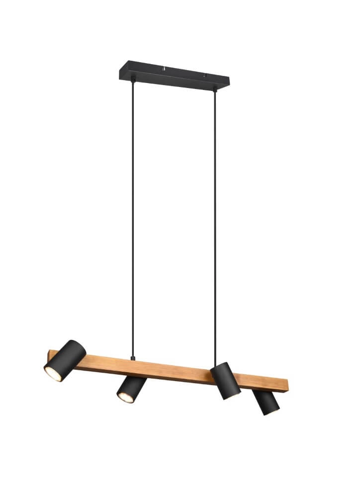 Richtbare hanglamp Marley Zwart met hout