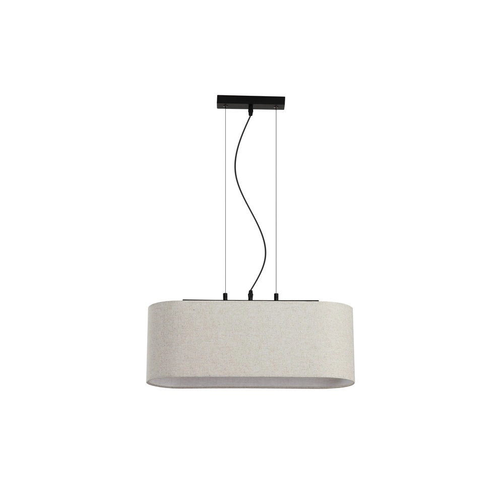 Hanglamp Hessian zwart met linnen kap Searchlight 5053423297316