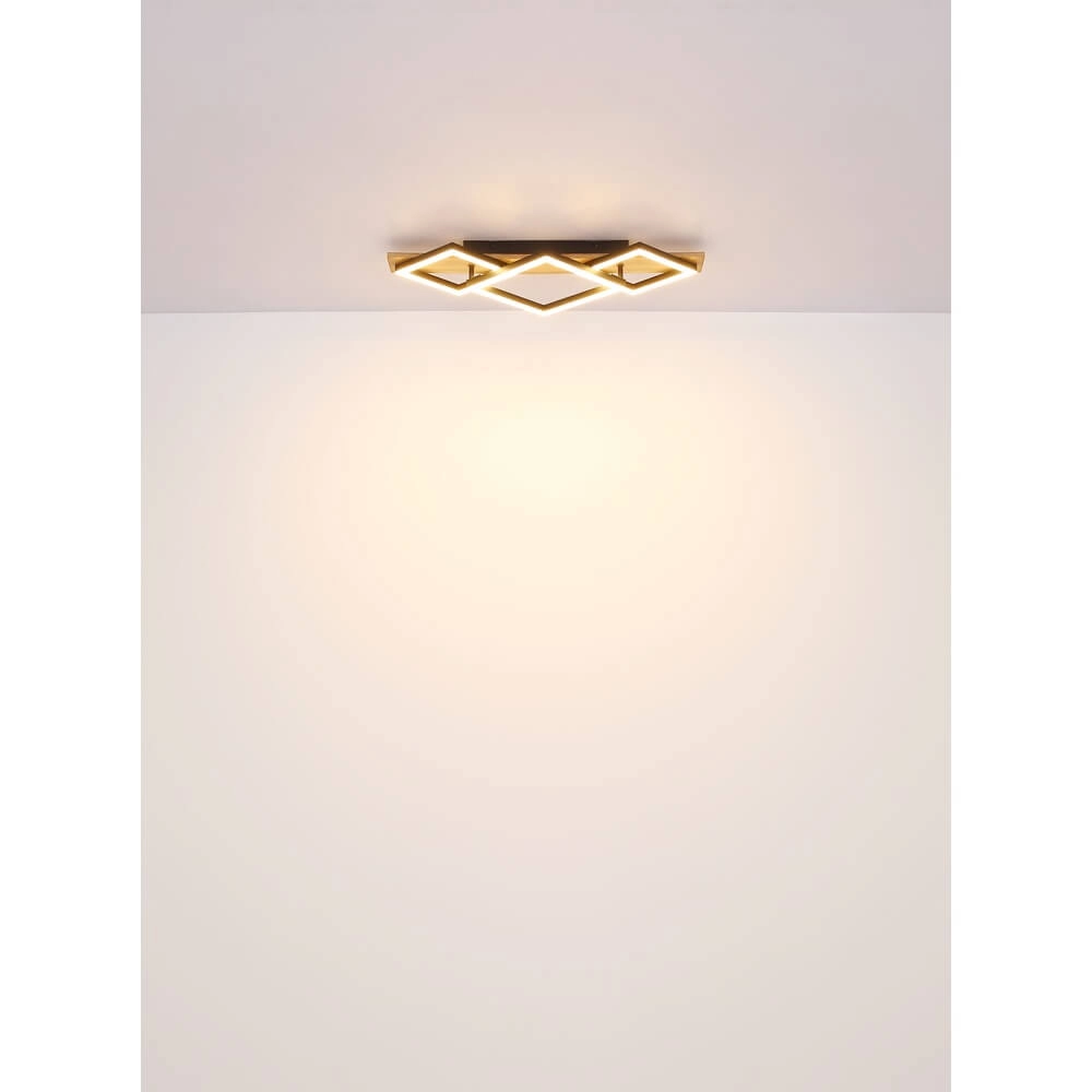 Plafondlamp Obrien zwart met hout 4-lichts Globo 9007371518302