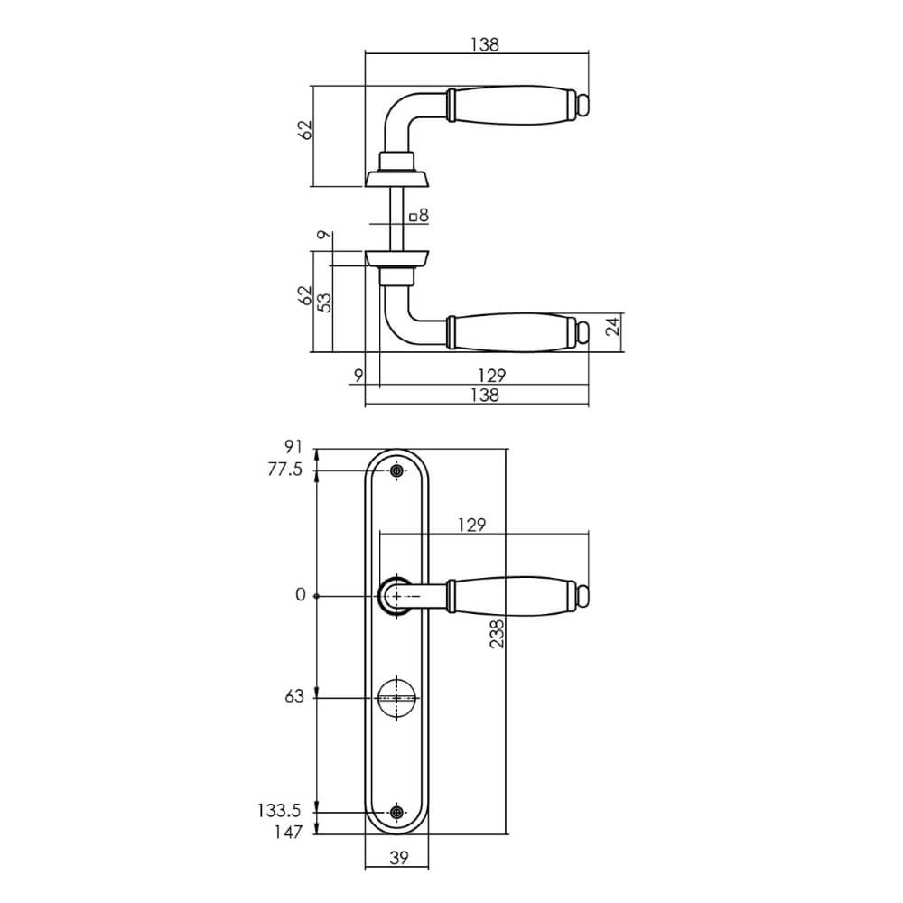 Deurklink Courgette ovaal WC-sluiting 63/8 chroom Intersteel 8714186489185