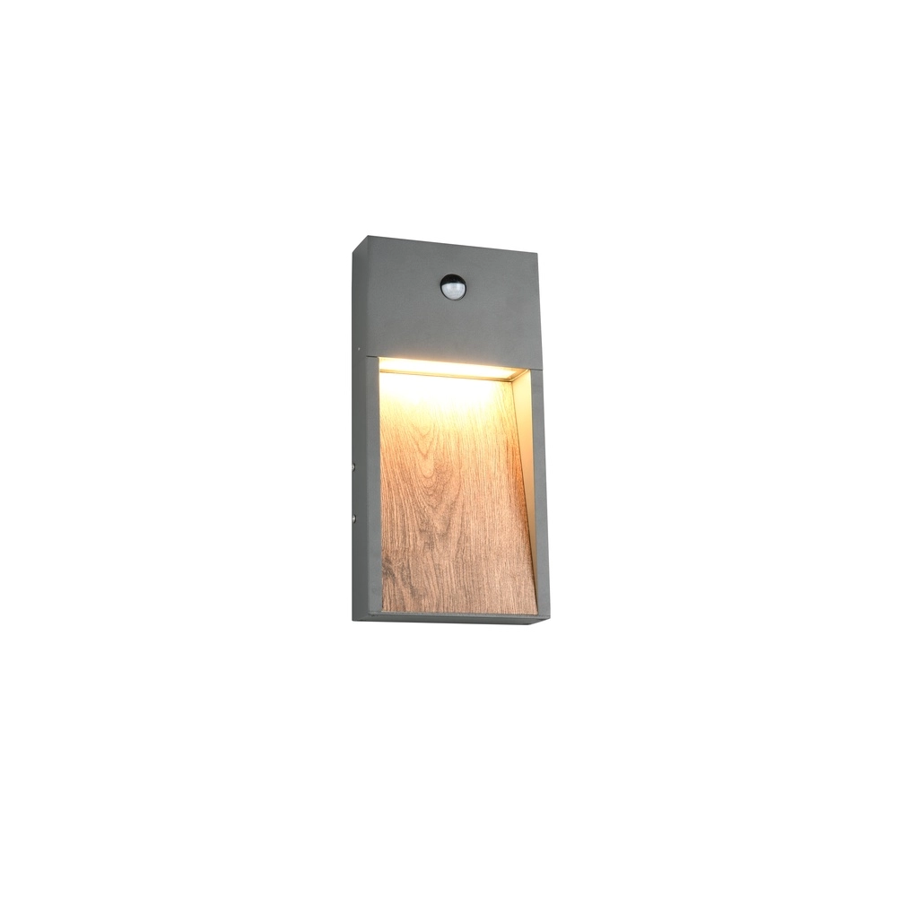 Design wandlamp Salmon grijs met hout en sensor