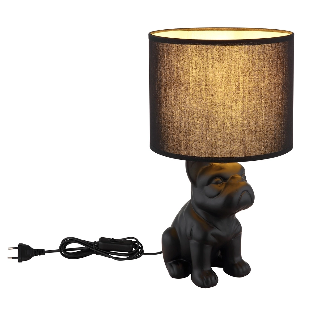 Tafellampje Dogo hond zwart met kapje Globo 9007371566686