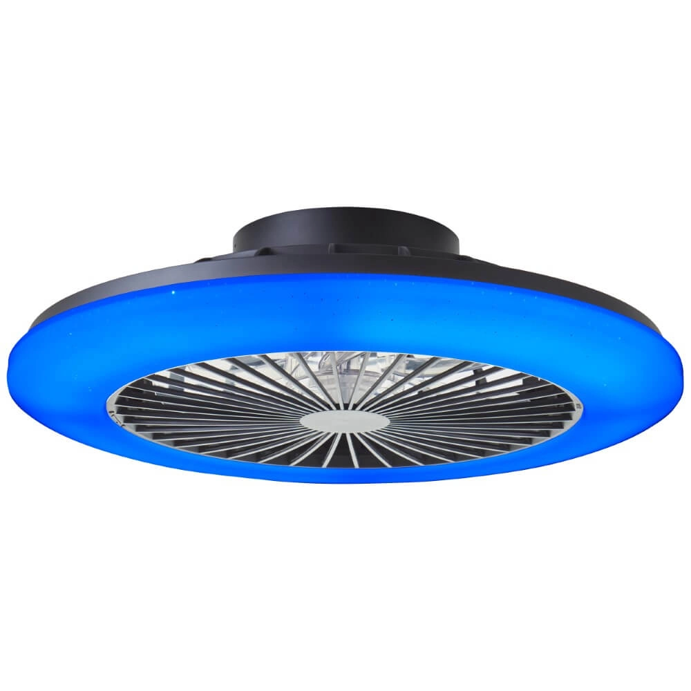 Zwarte ventilator Salerno met RGB functie Brilliant 4004353435881