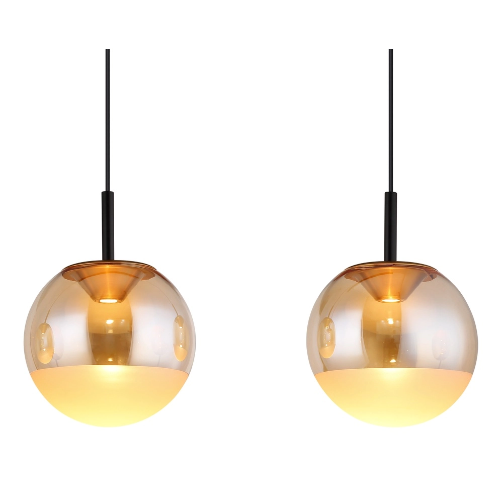 Design hanglamp Severin 3-lichts zwart met amber glas Globo 9007371549931