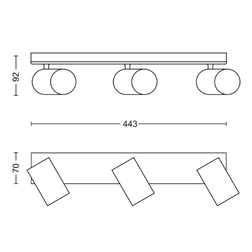 Witte plafondspot Kosipo 3-lichts Philips 8719514435254