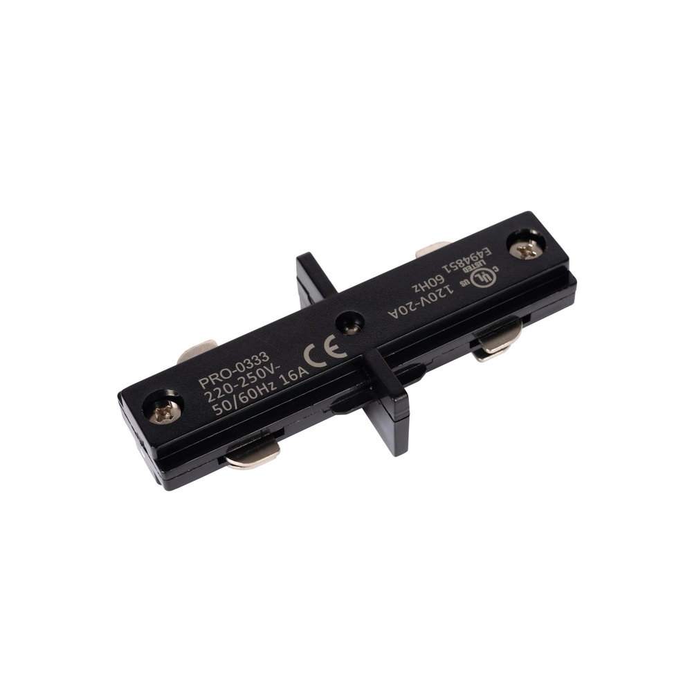 Rail connector recht Track 1-fase zwart Lucide 5411212093318