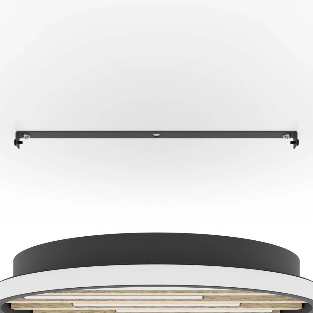 Moderne plafondlamp Cembrano rond zwart met hout Eglo 9008606388134