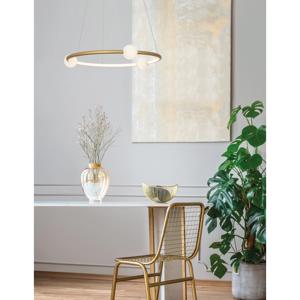 Hanglamp Celia goud met wit rond horizontaal Lyora 5212017429322