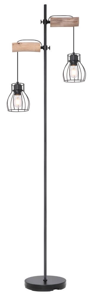 Staande lamp Mina zwart met hout