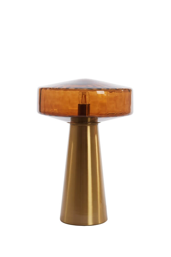 Tafellamp Pleat goud met bruin Ø 30cm Light & Living 8717807687724