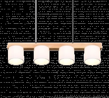 Hanglamp Cameron 4-lichts wit met houtbruin Trio 4017807502916