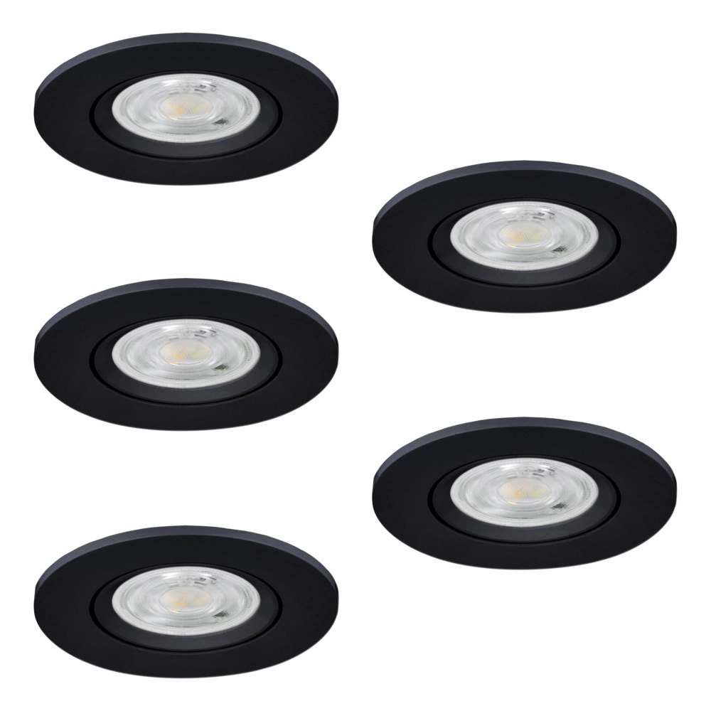 Set van 5 inbouwspots Barranco zwart Ø 9cm - 3-staps CCT Eglo 9008606359462