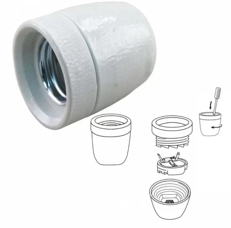 Armatuur E27 - 10mm - Base porselein