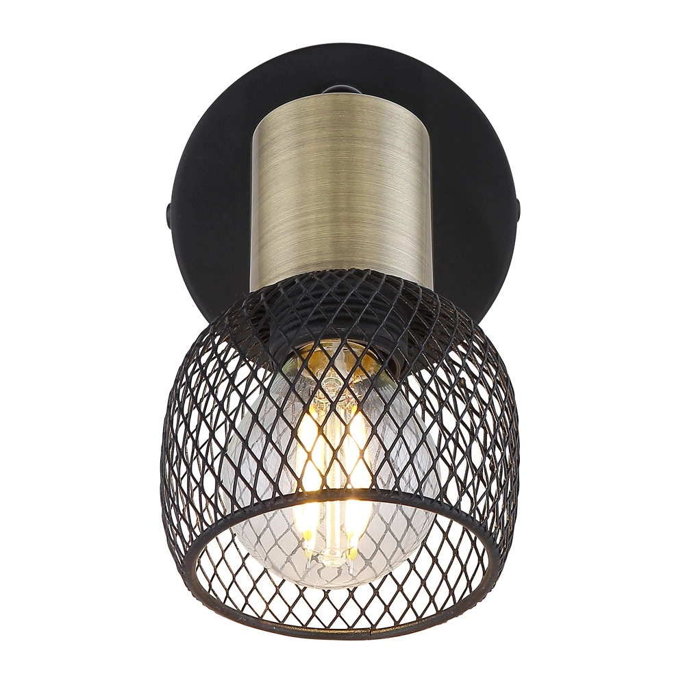 Wandlamp Fiastra zwart met gaas Globo 9007371424115