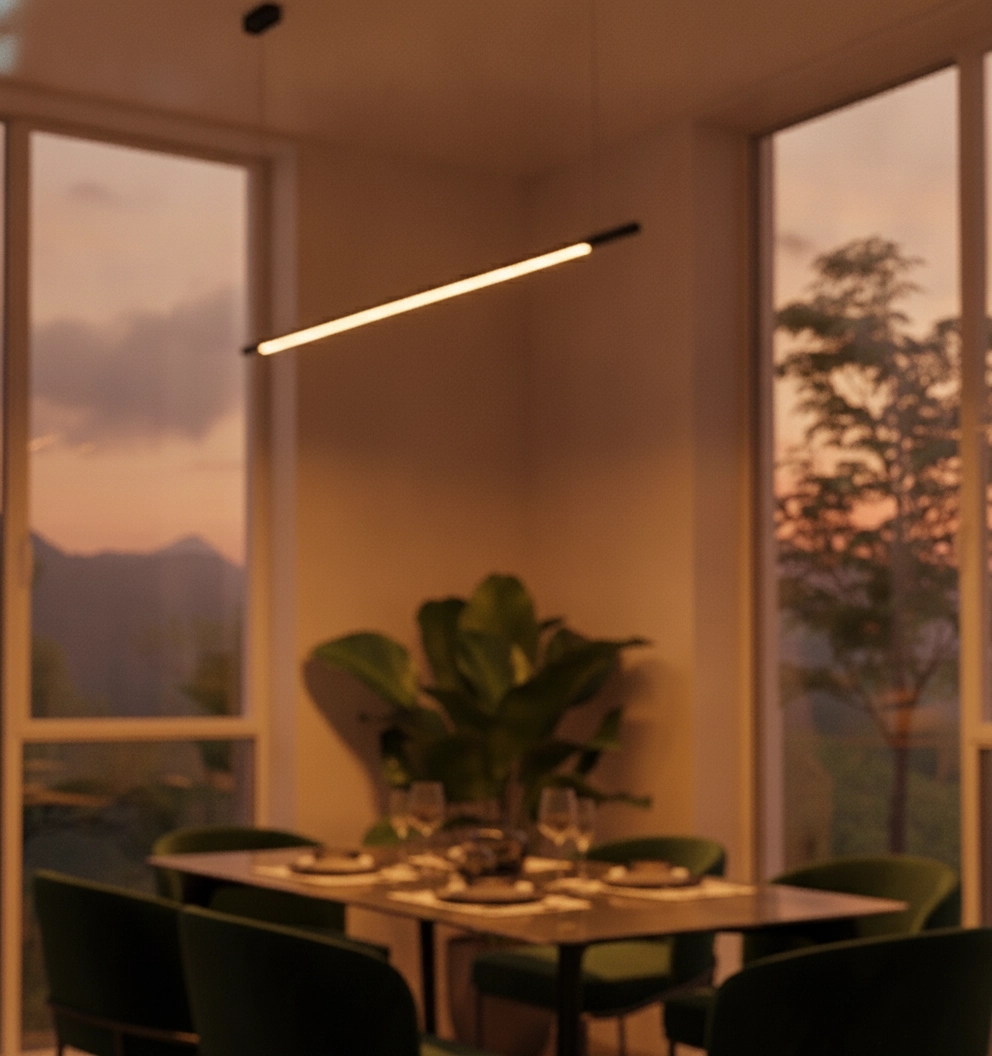 Strakke hanglamp Brillia zwart 120cm