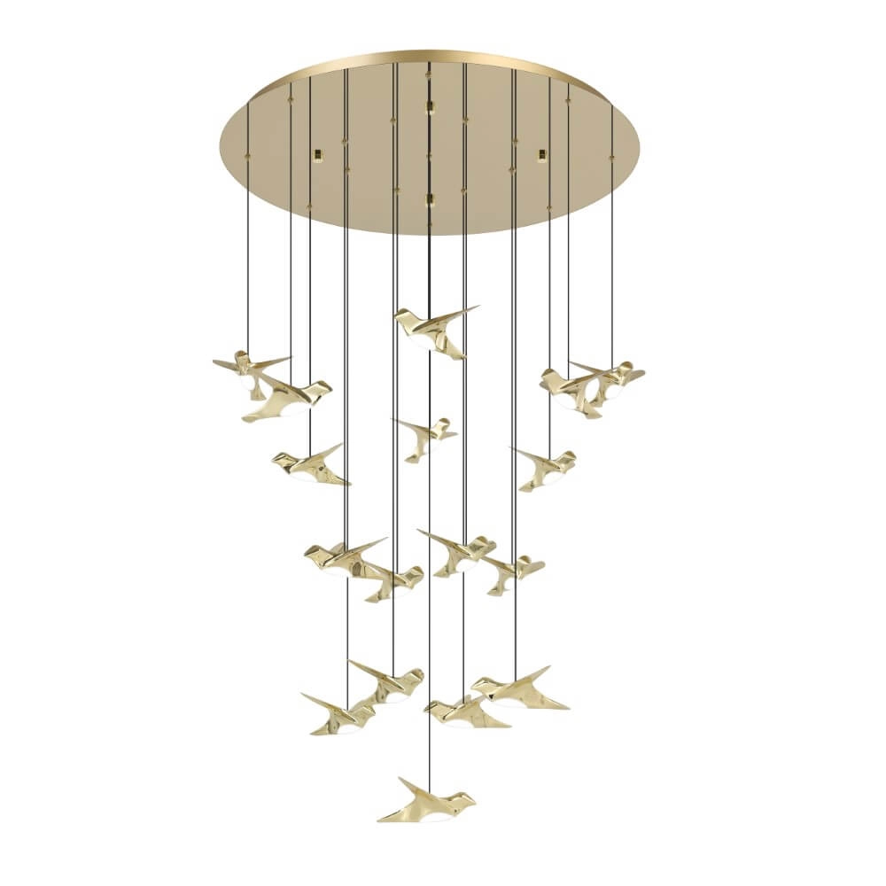 17-lichts hanglamp Paratebueno 2 messing rond