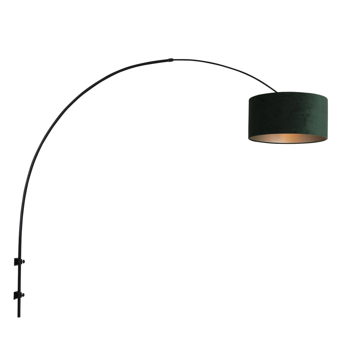 Wand Booglamp Sparkled zwart met groen velourse kap