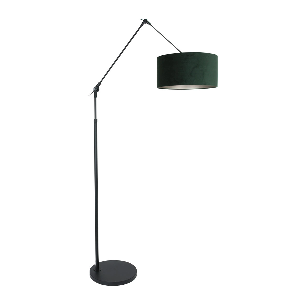 Vloer Leeslamp Prestige Chic zwart met 40cm  groen velourse kap