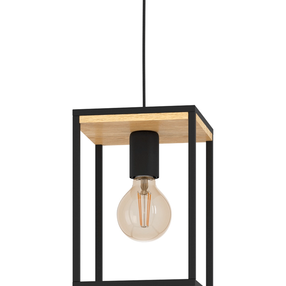 Landelijke hanglamp Libertad zwart met hout Eglo 9002759997953