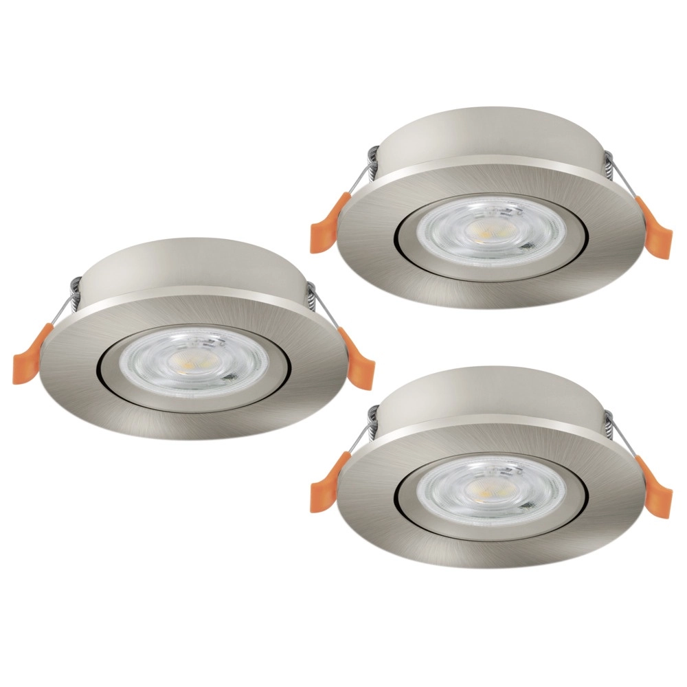 Set van 3 inbouwspots Barranco nikkel Ø 9cm - 3-staps CCT