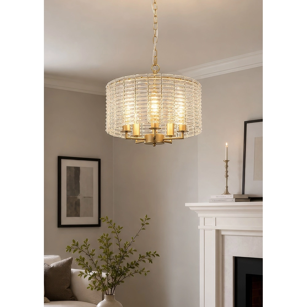 Klassieke hanglamp Flute goud Ø 40cm Searchlight 5,05342E+12