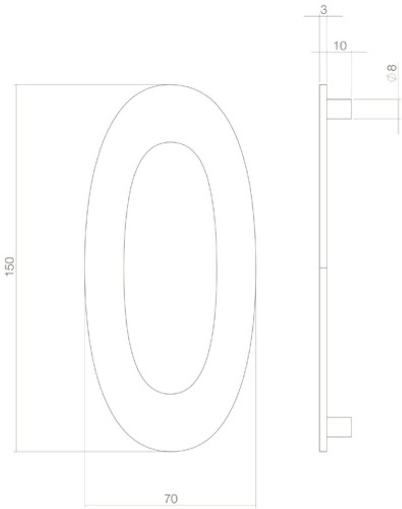 Huisnummer 0 Numbra zwart Intersteel 8714186400692