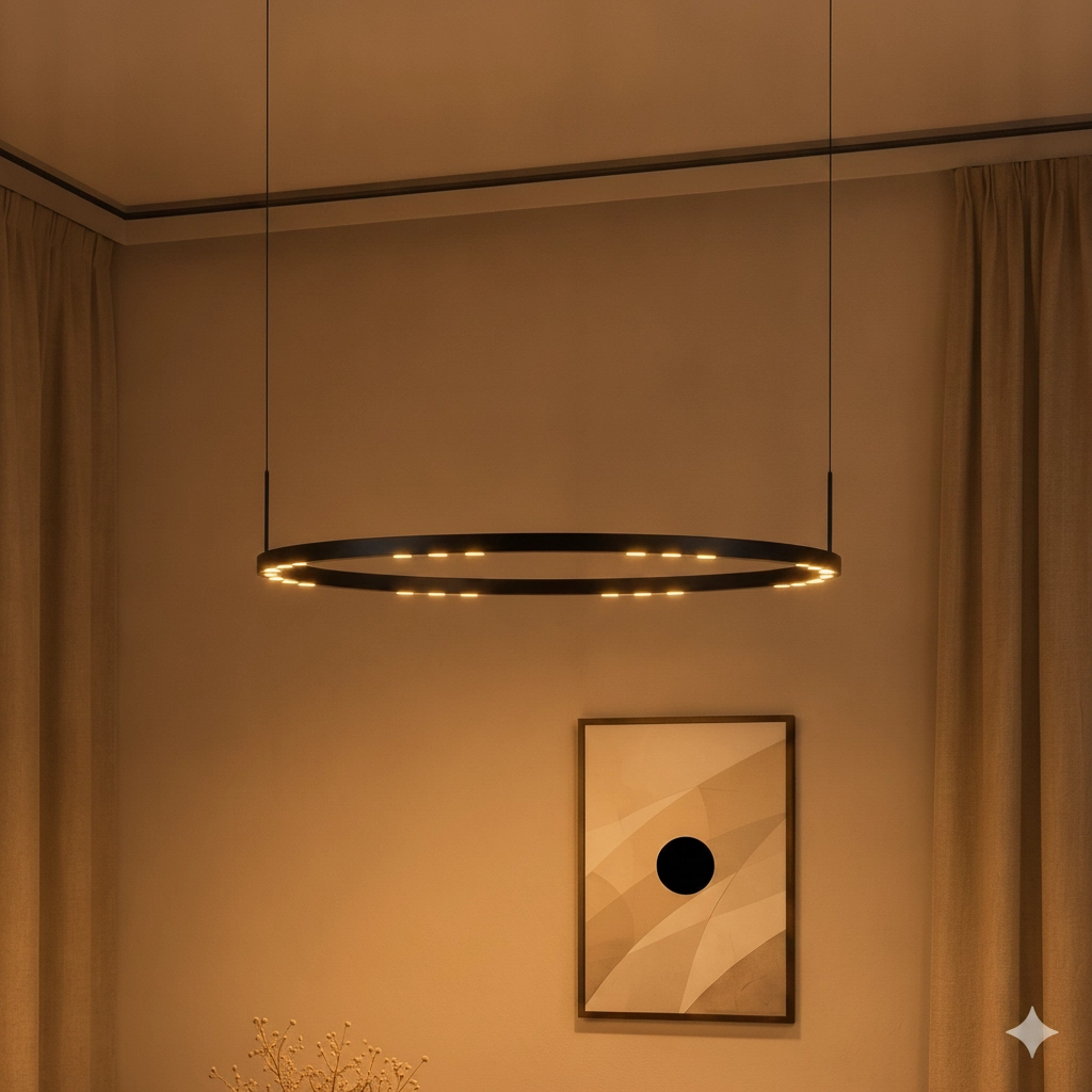 Strakke hanglamp Lunette zwart Ø 80cm