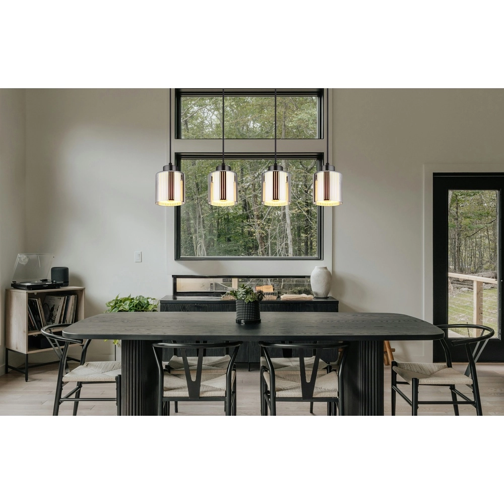 Design hanglamp Felicia gunmetal 4-lichts Globo 9007371525966