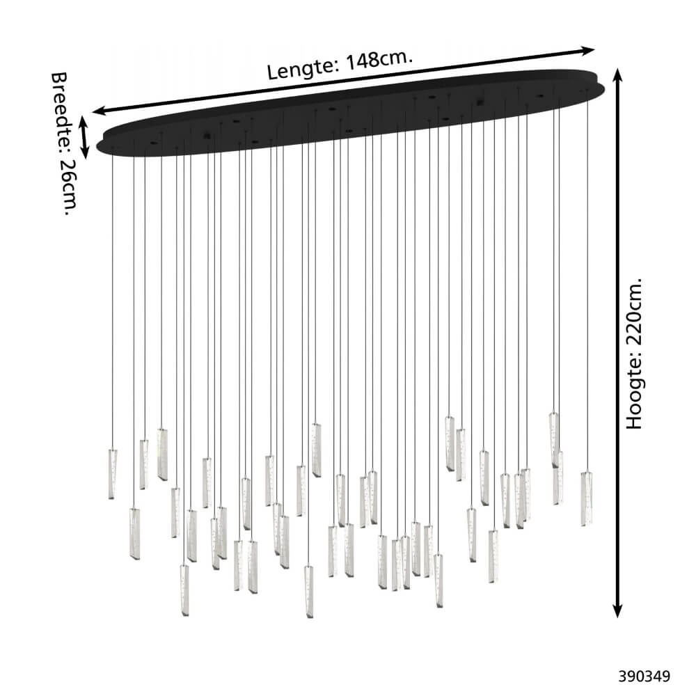 Grote hanglamp Sardenara zwart 148cm Stars of Light 9008606270620