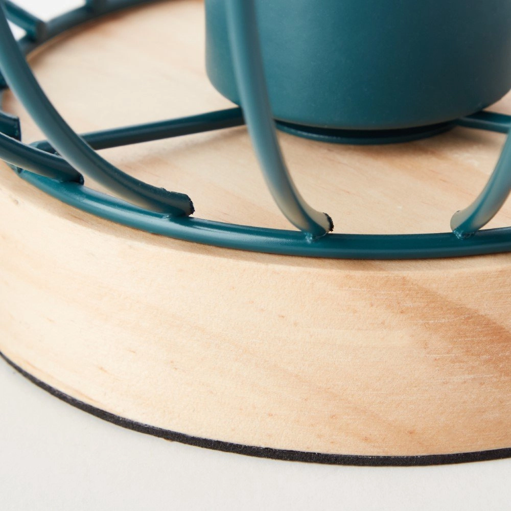 Tafellamp Sorana turquoise met hout Brilliant 4004353378676