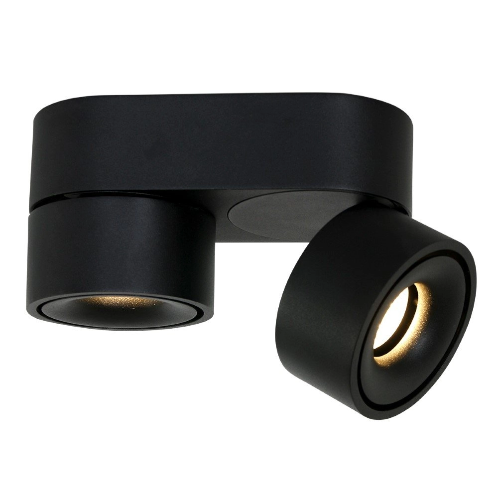 Strakke opbouwspot Fez Black 2-lichts zwart Steinhauer 8712746132502