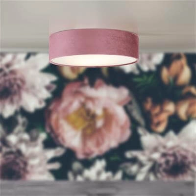 Plafondlamp Drum Pleat 38cm velvet roze Searchlight 5053423187211